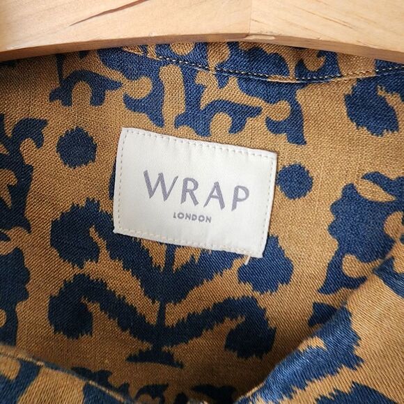 Wrap London Linen Green and Blue Abstract Blouse - Picture 4 of 10